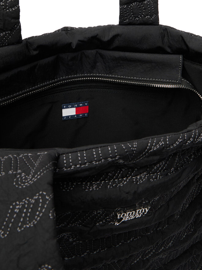 Tommy Jeans Handtasche Tommy Jeans Tjw Icon Nylon Tote Aop AW0AW18649 Schwarz