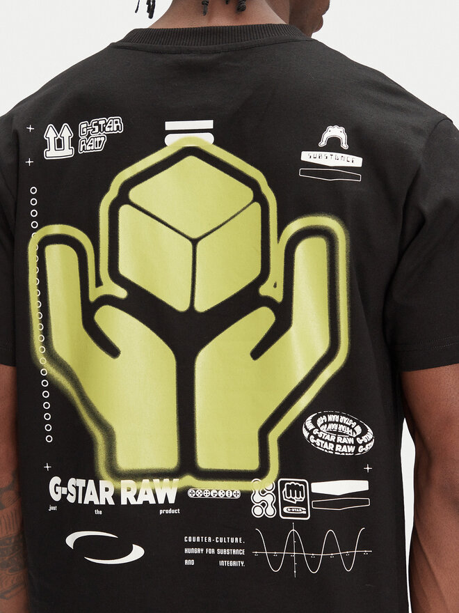 G-Star Raw G-Star Raw Marškinėliai Back Graphic D26046-C336 Juoda Loose Fit
