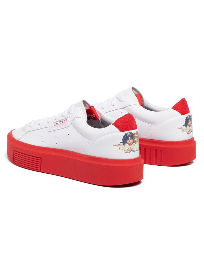 Adidas originals womens sleek super trainer white / white / red clearance
