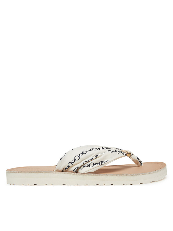 Tommy Hilfiger Джапанки Tommy Hilfiger Th Chain Print Elevated Sandal FW0FW08519 Бял