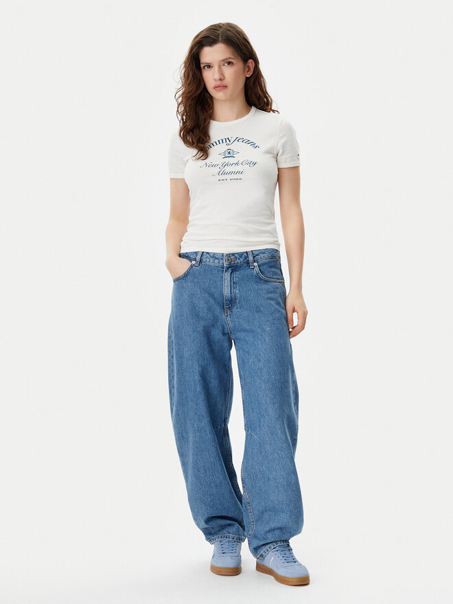 Tommy Jeans Tommy Jeans Marškinėliai Nyc Ringer DW0DW20323 Écru Slim Fit