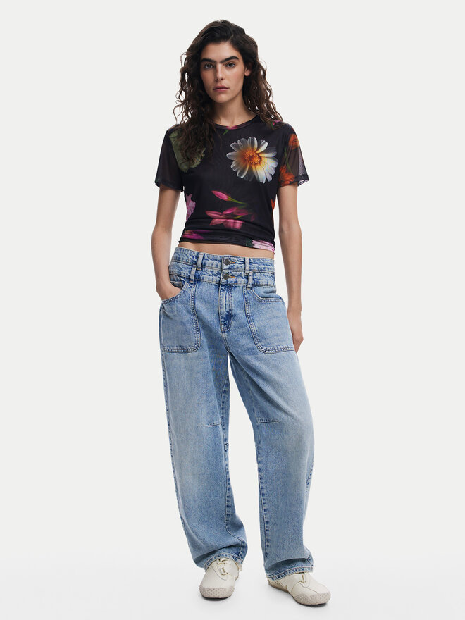 Desigual Desigual Majica Des Moines 25SWTK88 Črna Regular Fit