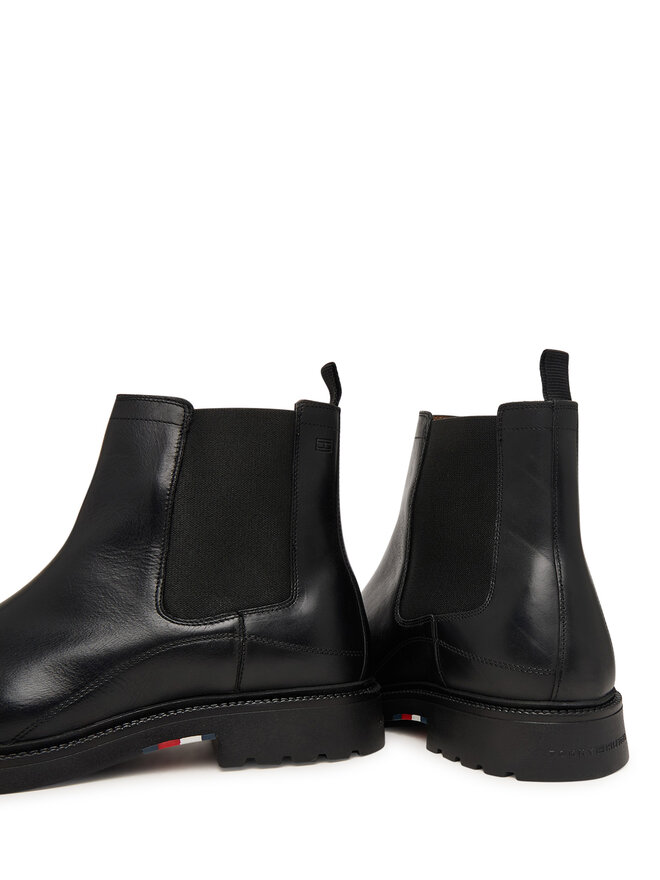 Tommy Hilfiger Klassische Stiefeletten Tommy Hilfiger Corporate Casual Lth Chelsea FM0FM05966 Schwarz