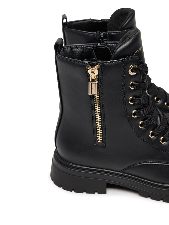 Tommy Hilfiger Trapper stila apavi Tommy Hilfiger Lace-Up Bootie T3A5-33567-1351 S Melns