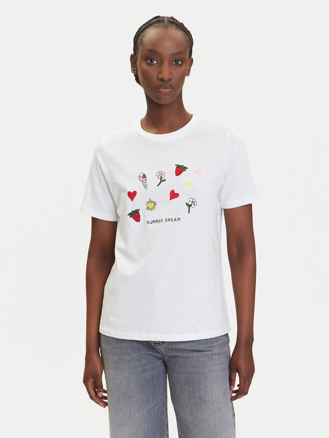 Pieces Pieces Marškinėliai Funly 17160308 Balta Regular Fit