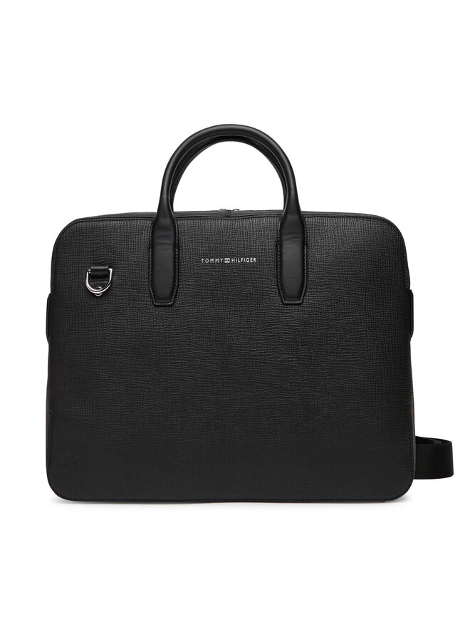 Tommy Hilfiger Geantă pentru laptop Tommy Hilfiger Th Business Leather Computer Bag AM0AM13642 Negru
