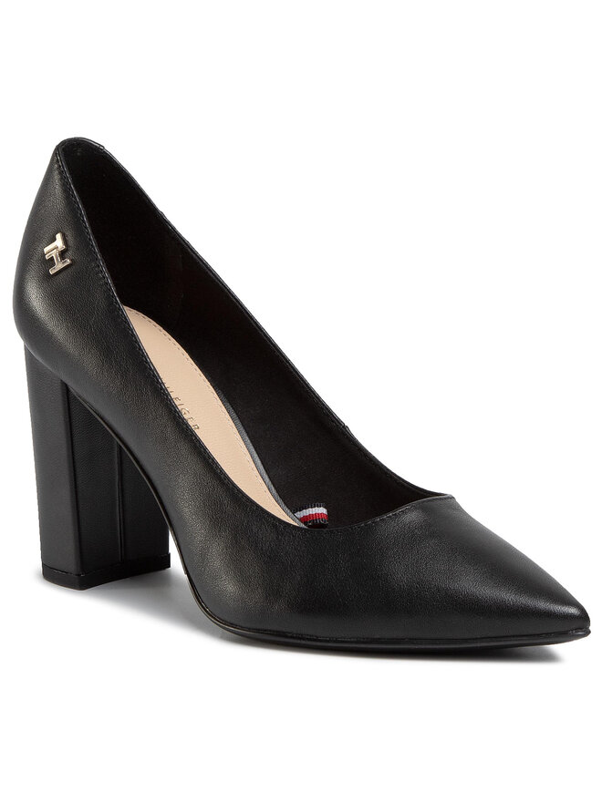 Escarpins Tommy Hilfiger Feminine Leather High Heel Pump FW0FW04870 Noir chaussures