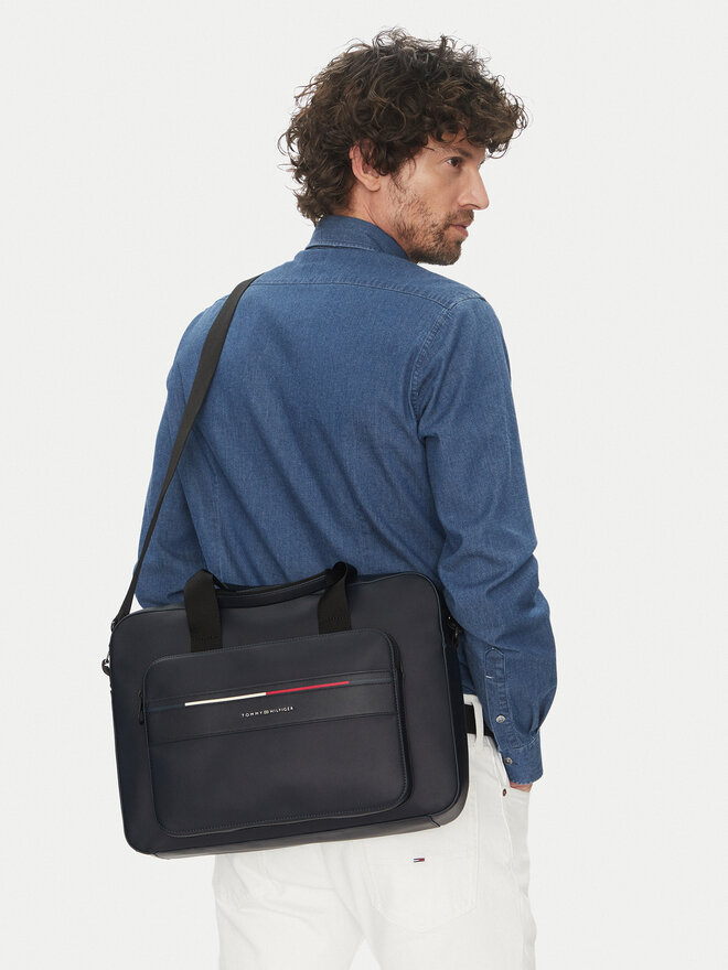 Tommy Hilfiger Brašna na notebook Tommy Hilfiger Th Foundation Computer Bag AM0AM13198 Tmavomodrá