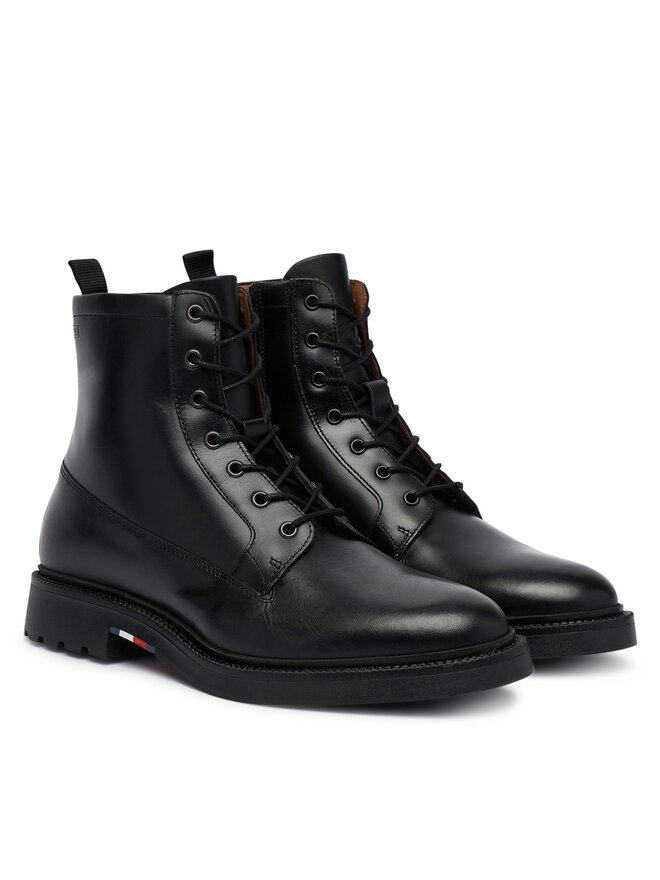Tommy Hilfiger Schnürschuhe Tommy Hilfiger Corporate Casual Lth Boot FM0FM06174 Schwarz