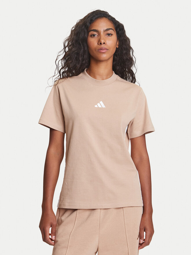 adidas adidas Marškinėliai Essentials 3-Stripes JX7616 Smėlio Regular Fit