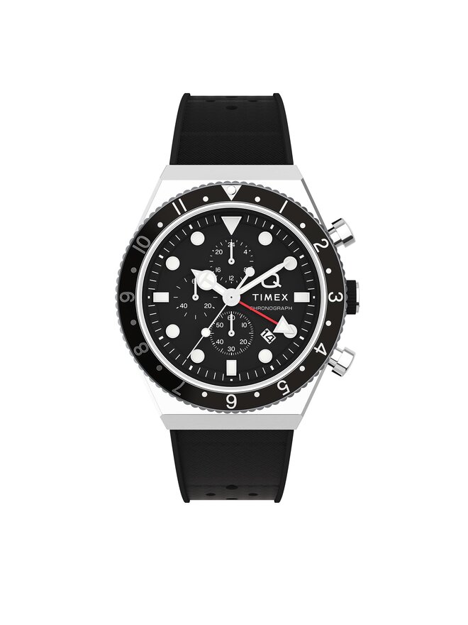 Timex Ceas Timex Q Timex Three Time Zone Chronograph TW2V70000 Negru