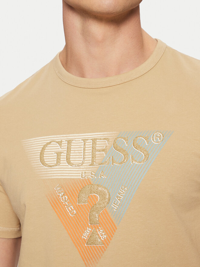 Guess Guess Marškinėliai M5RI14 J1314 Smėlio Slim Fit