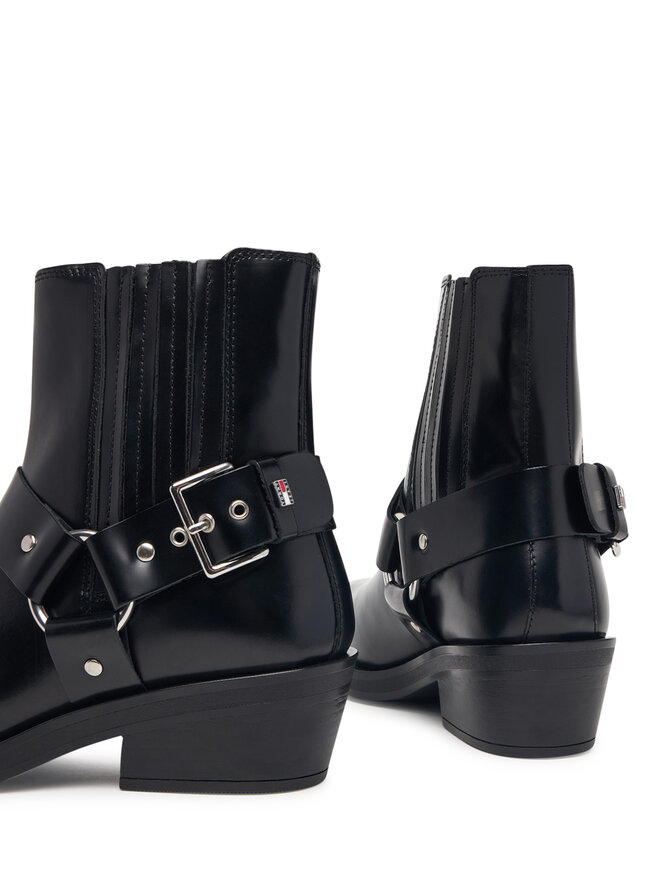 Tommy Jeans Stiefeletten Tommy Jeans Tjw Buckle Leather Cowboy Boots EN0EN03143 Schwarz