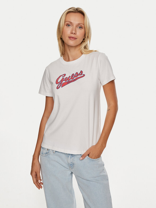 Guess Jeans Guess Jeans Marškinėliai W4YI13 J1314 Balta Regular Fit
