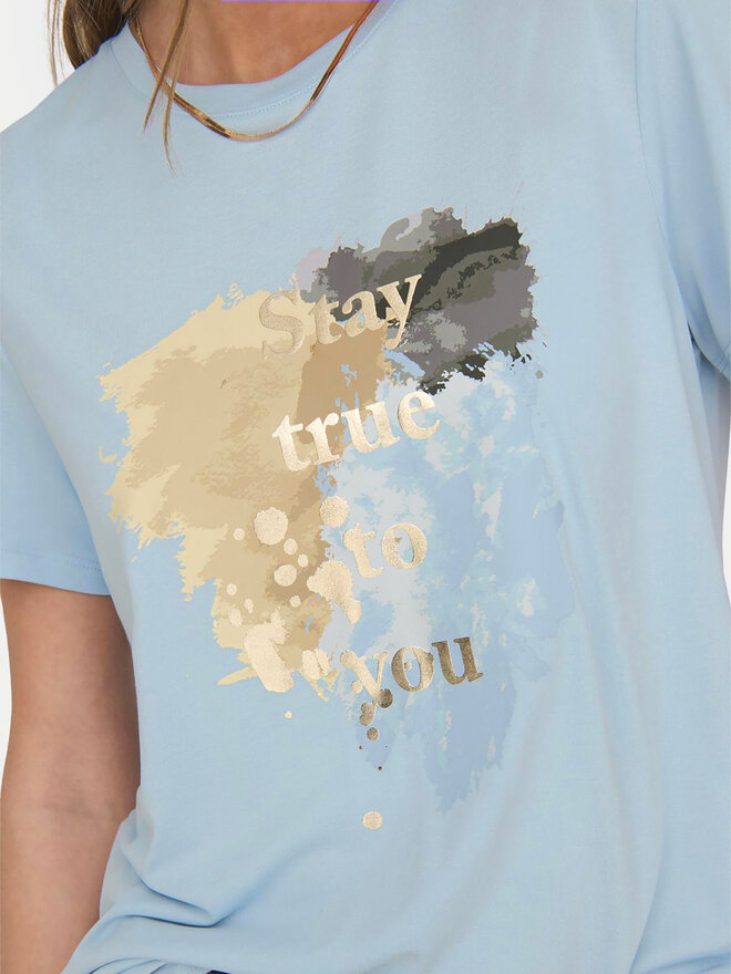 ONLY ONLY Camiseta 15303212 Celeste Regular Fit