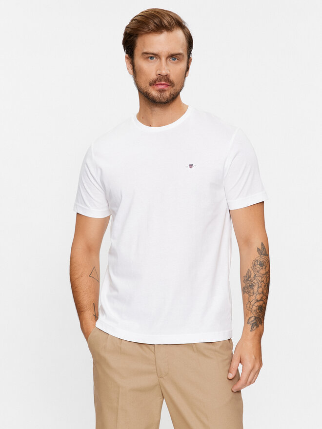 Gant Gant Marškinėliai Shield 2003184 Balta Regular Fit