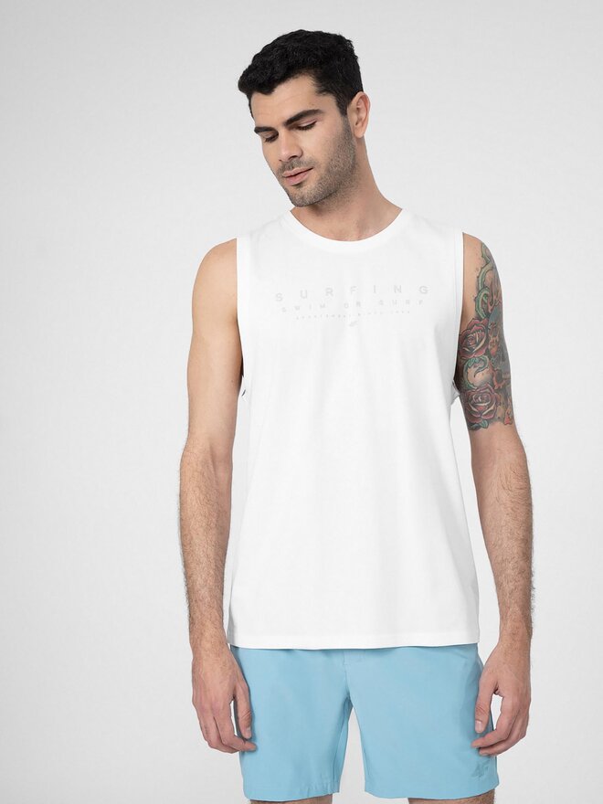 4F 4F Tank top 4FSS23TTSHM368 Λευκό Regular Fit