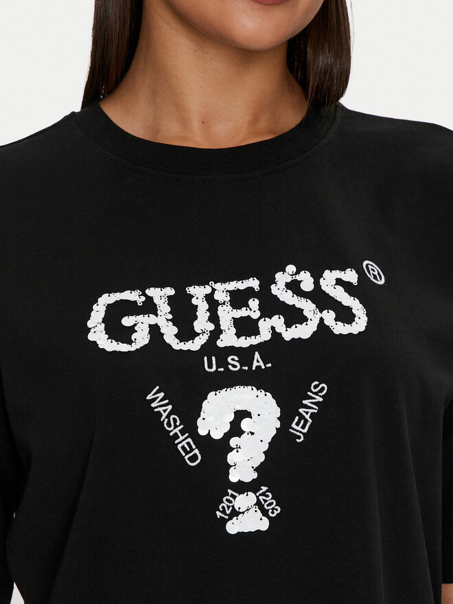 Guess Guess T-Shirt Aurelie V4YI06 I3Z14 Μαύρο Boxy Fit