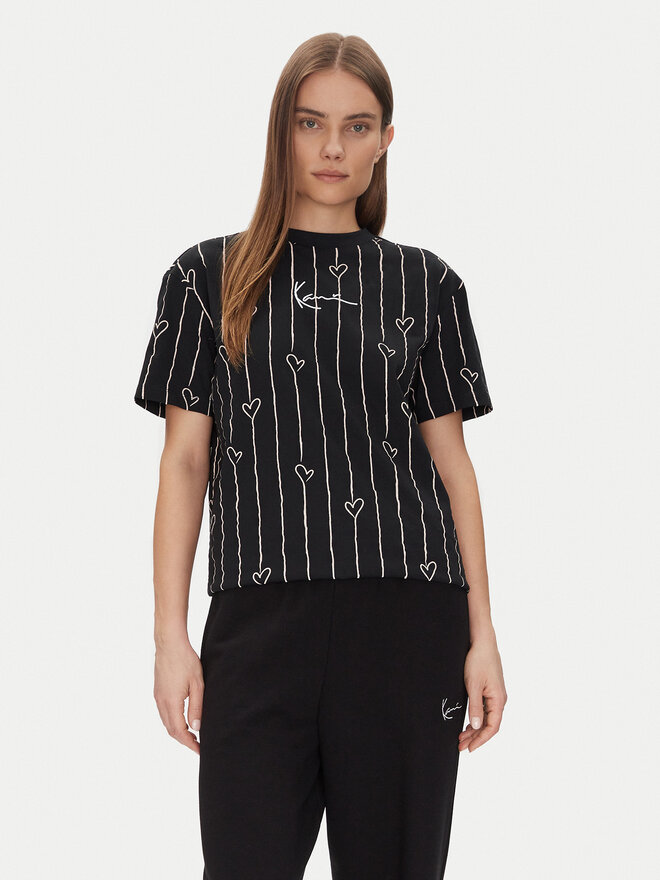Karl Kani Karl Kani Marškinėliai Signature Heart Pinstripe Os 61300126 Juoda Regular Fit
