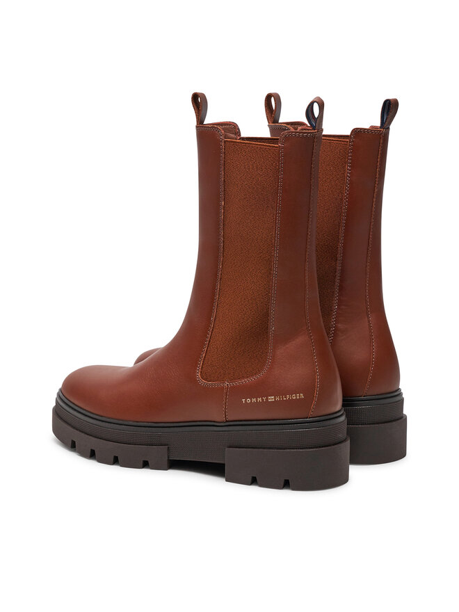 Tommy Hilfiger Kotníková obuv s elastickým prvkem Tommy Hilfiger Monochromatic Chelsea Boot FW0FW06730 Hnědá