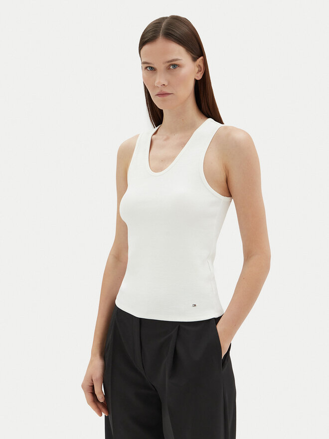 Tommy Hilfiger Tommy Hilfiger Top WW0WW44572 Écru Slim Fit