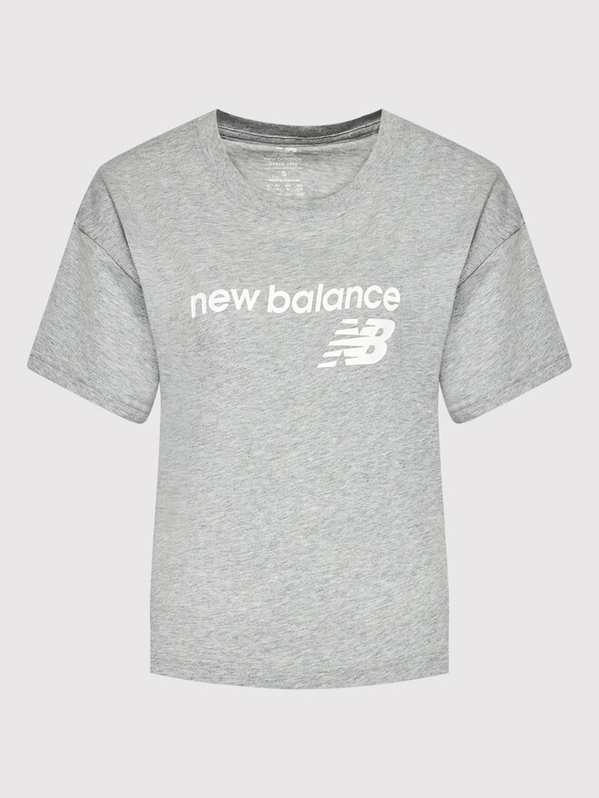 New Balance New Balance Marškinėliai Stacked WT03805 Pilka Relaxed Fit