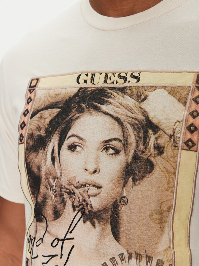 Guess Guess Marškinėliai M5GI41 KBW41 Écru Regular Fit
