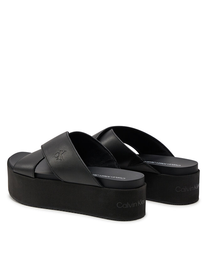 Calvin Klein Jeans Šľapky Calvin Klein Jeans Flatform Cross Mg Uc YW0YW01349 Čierna