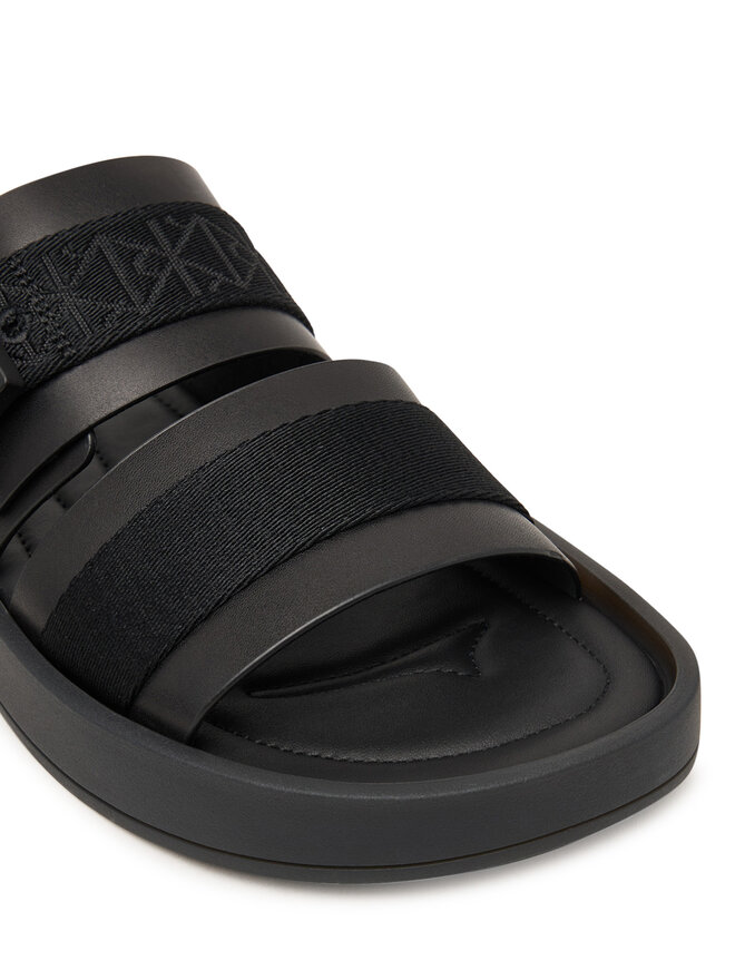 Calvin Klein Pantoletten Calvin Klein Ergon Buckle Sandal Wb Lth Aop HM0HM02096 Schwarz