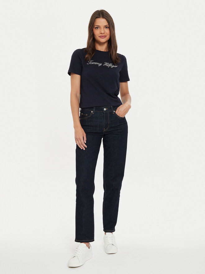 Tommy Hilfiger Tommy Hilfiger Majica Script WW0WW43459 Mornarsko modra Regular Fit