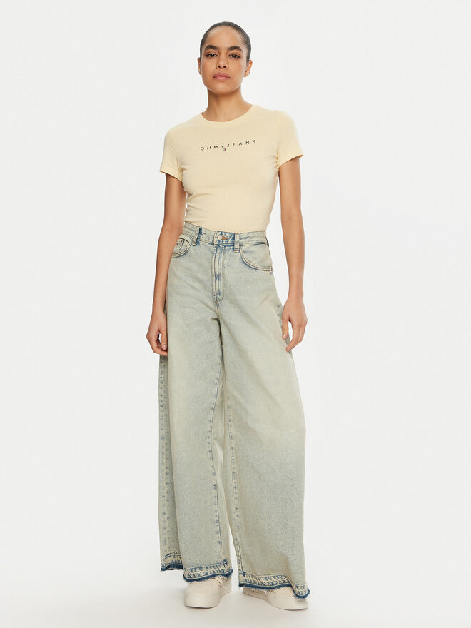 Tommy Jeans Tommy Jeans Marškinėliai Linear DW0DW18398 Geltona Slim Fit