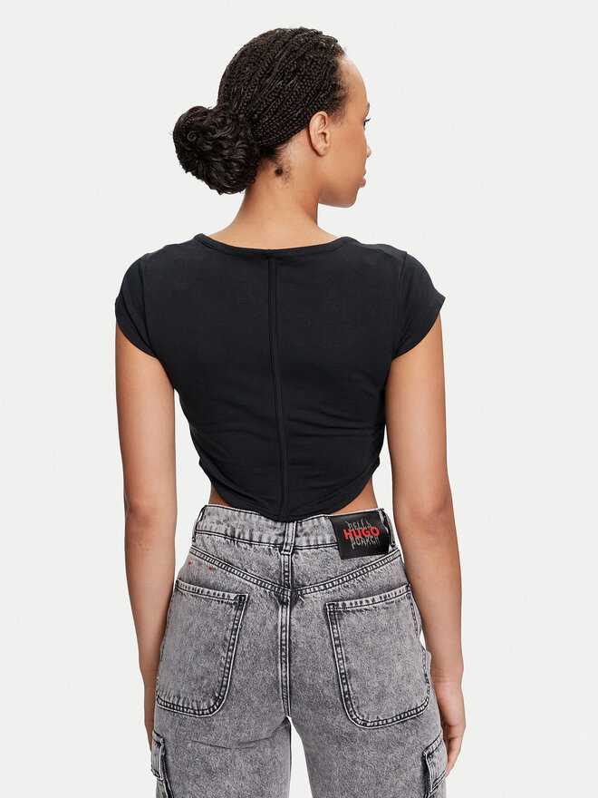 Converse Converse Marškinėliai W Wordmark Corset Top 10026506-A01 Juoda Slim Fit