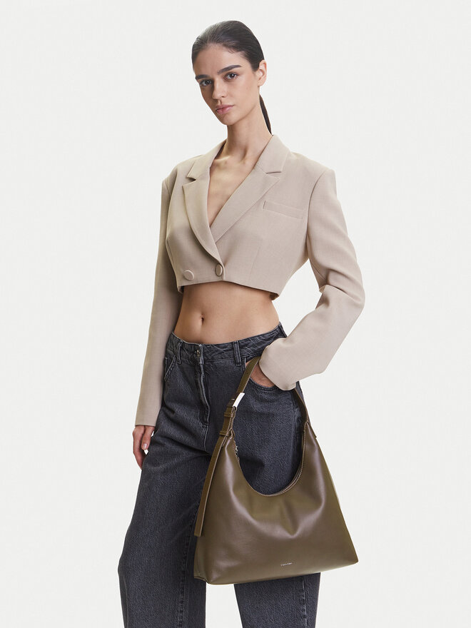 Calvin Klein Bolso Calvin Klein Hardware Strap Hobo Shoulder Bag K60K613031 Marrón