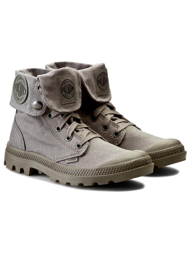 Palladium Holgado En Gris Para Hombres | Botas De Encaje Plegables