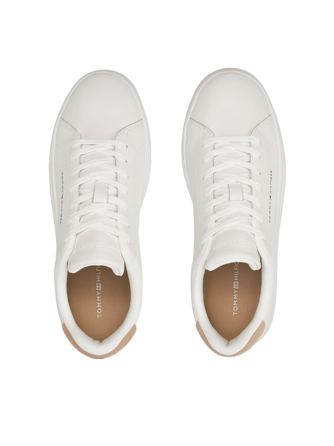 Tommy Hilfiger Sneakers Tommy Hilfiger Th Court Leather Grain Ess FM0FM05297 Écru
