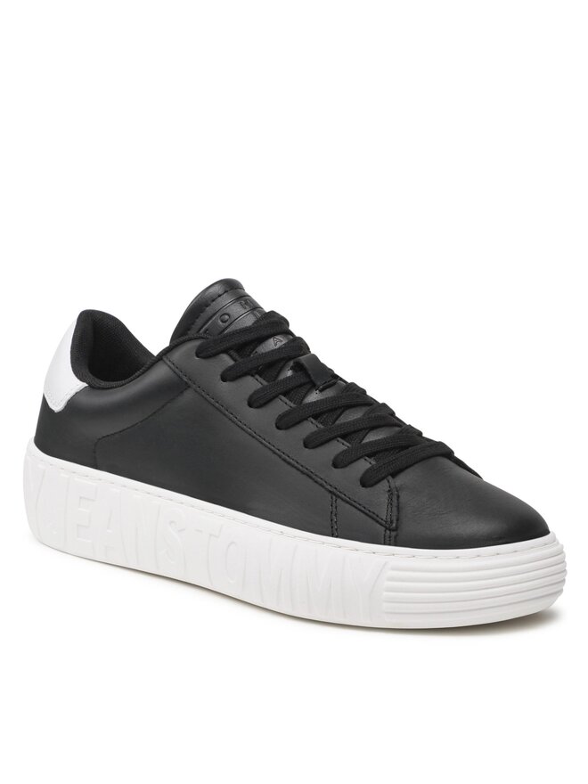 Tommy Jeans Laisvalaikio batai Tommy Jeans Leather Outsole EM0EM01159 Juoda