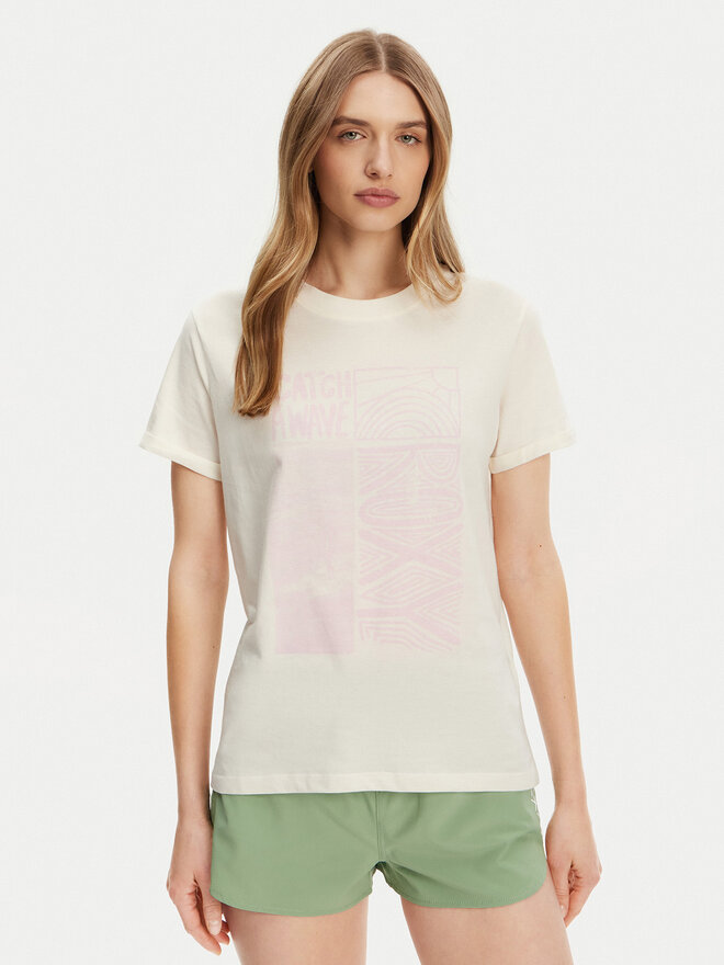 Roxy Roxy Marškinėliai ERJZT05911 Écru Regular Fit