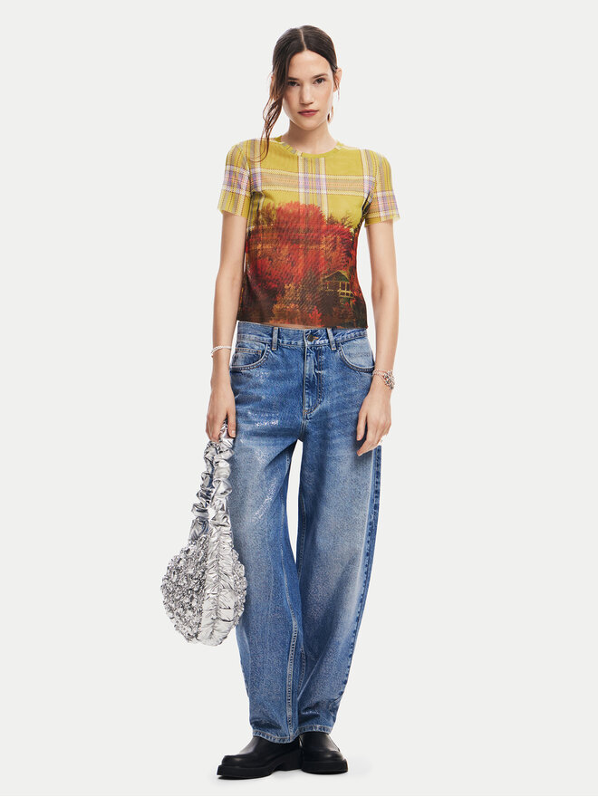 Desigual Desigual Camiseta Double 24WWTK27 De color Slim Fit