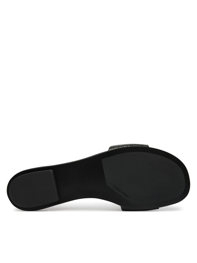 Calvin Klein Pantoletten Calvin Klein Org Flat Sndl One Bar Lth Aop HW0HW02857 Schwarz