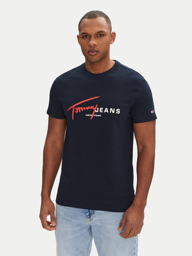 Tommy Jeans Tommy Jeans Póló Signature Dna DM0DM20817 Sötétkék Regular Fit