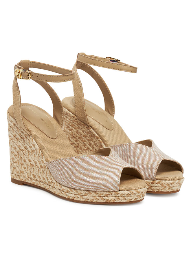 Tommy Hilfiger Espadryle Tommy Hilfiger Chambray High Wedge Espadrille FW0FW08588 Beżowy