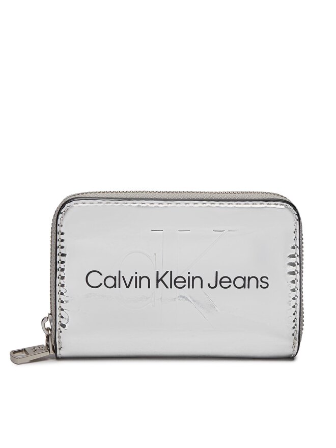 Calvin Klein Jeans Liels sieviešu maks Calvin Klein Jeans Sculpted Med Zip Around Mono S K60K611863 Sudraba