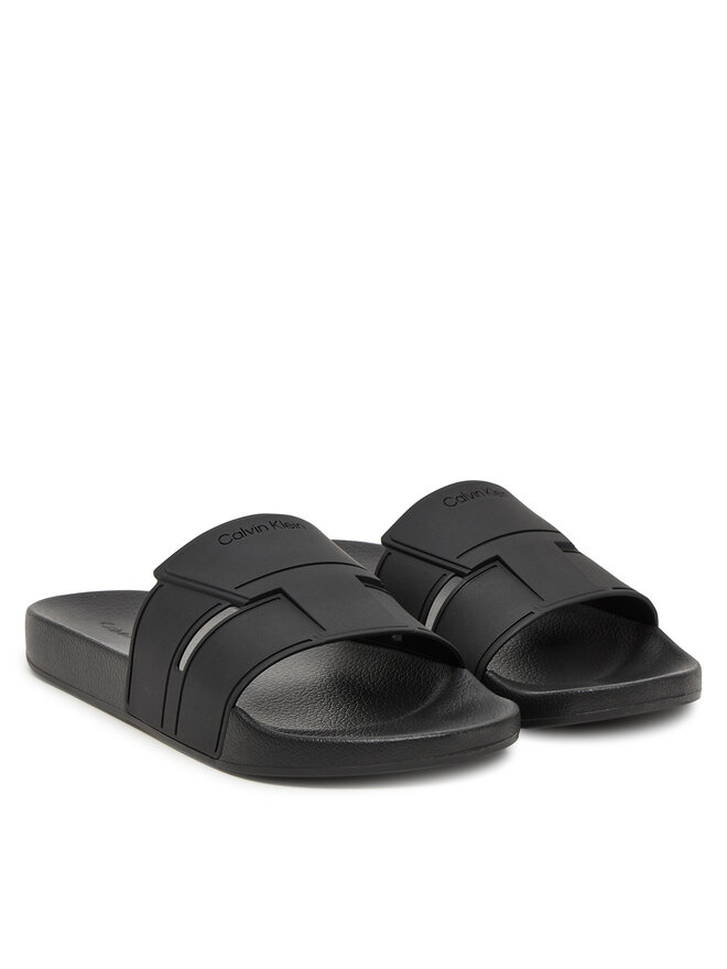 Šlepetės Calvin Klein Pool Slide Double T HM0HM01752 Juoda