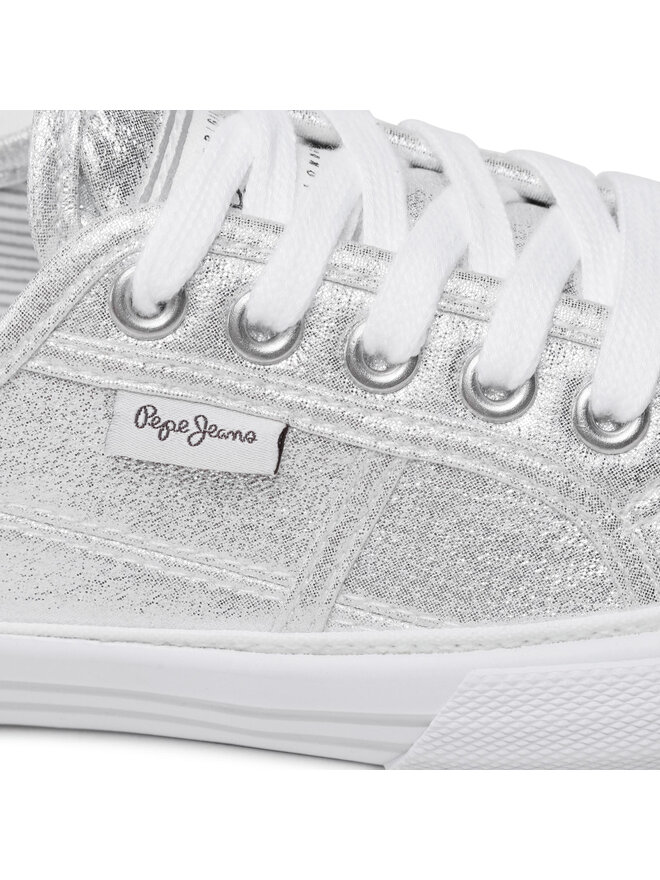Pepe Jeans Sneakers aus Stoff Pepe Jeans Aberlady Shine PLS31154 Silberfarben