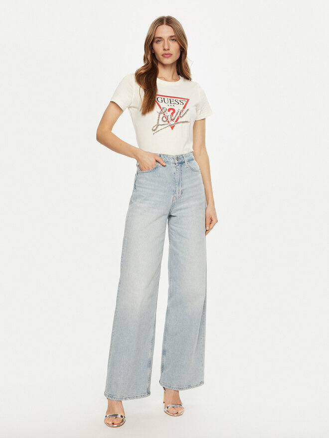 Guess Guess Marškinėliai W5RI10 I3Z14 Écru Regular Fit