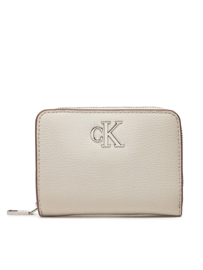 Calvin Klein Jeans Portfel damski Calvin Klein Jeans Minimal Monogram Md Zip Around LV04K1009G Écru