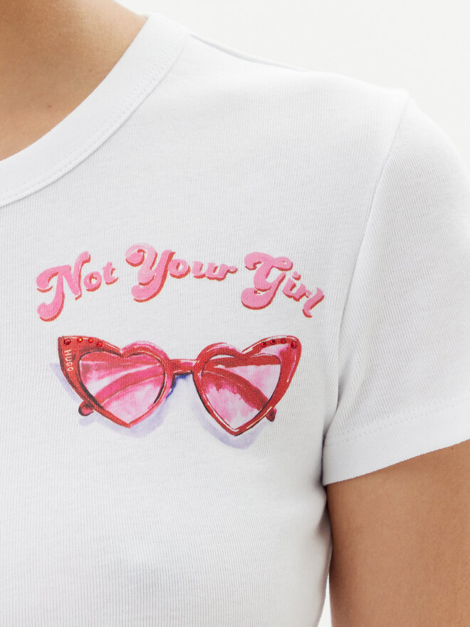 HUGO HUGO T-Shirt Delanor_2 50539132 Λευκό Cropped Fit
