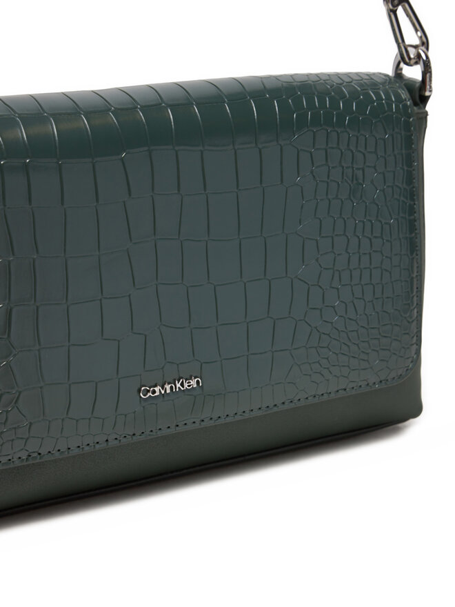 Calvin Klein Ročna torba Calvin Klein Ck Must Shoulder Bag_Croco K60K612111 Zelena
