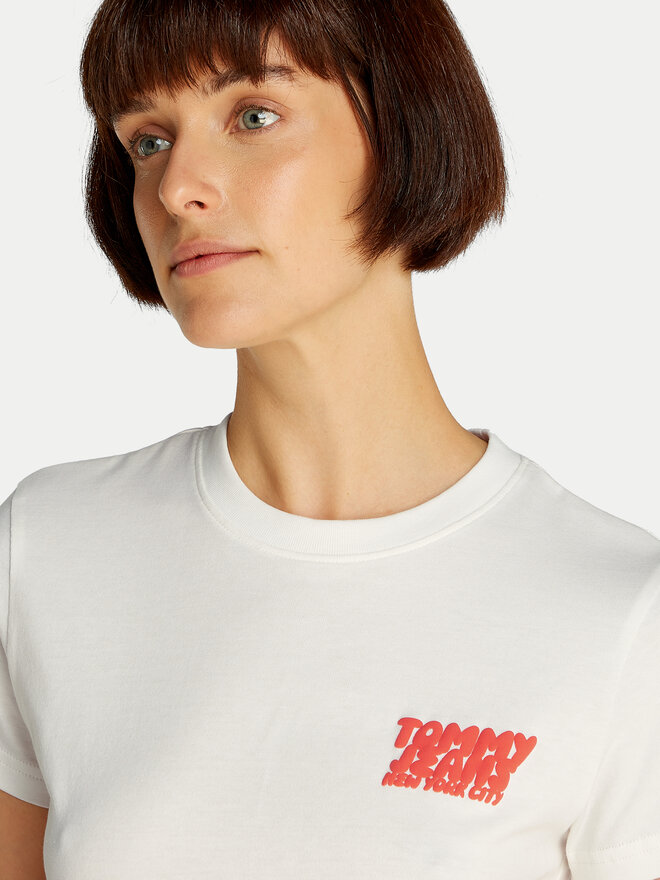 Tommy Jeans Tommy Jeans Marškinėliai Bubble DW0DW21338 Balta Regular Fit