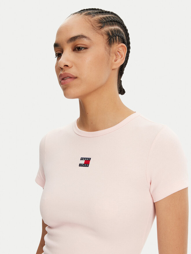 Tommy Jeans Tommy Jeans Camiseta Badge DW0DW17881 Rosa Slim Fit